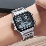 Men's Steel Band Waterproof LED Watch