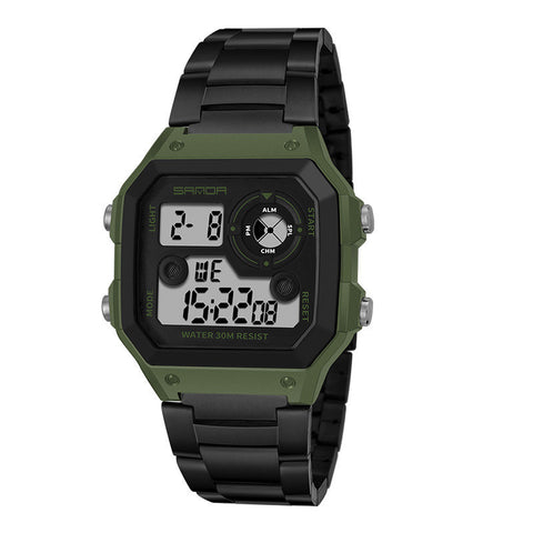 Men's Steel Band Waterproof LED Watch