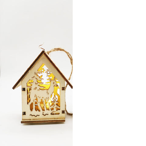 Christmas Wooden Craftwork Small House Decorations