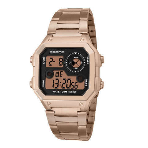 Men's Steel Band Waterproof LED Watch