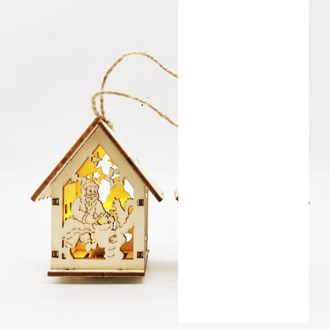 Christmas Wooden Craftwork Small House Decorations