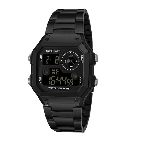 Men's Steel Band Waterproof LED Watch
