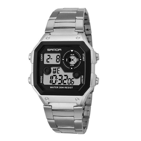 Men's Steel Band Waterproof LED Watch
